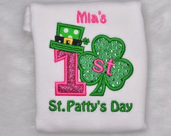 My First St. Patrick’s Day monogrammed bodysuit, monogrammed bodysuit, St. Patrick’s Day outfit