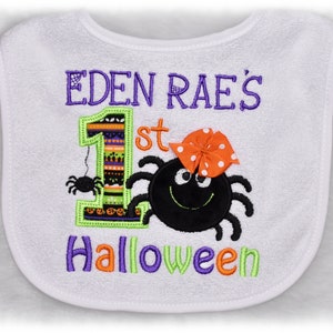 First Halloween spider bib, Personalized  Bib, Embroidery bib, Halloween bib, Boy or Girl