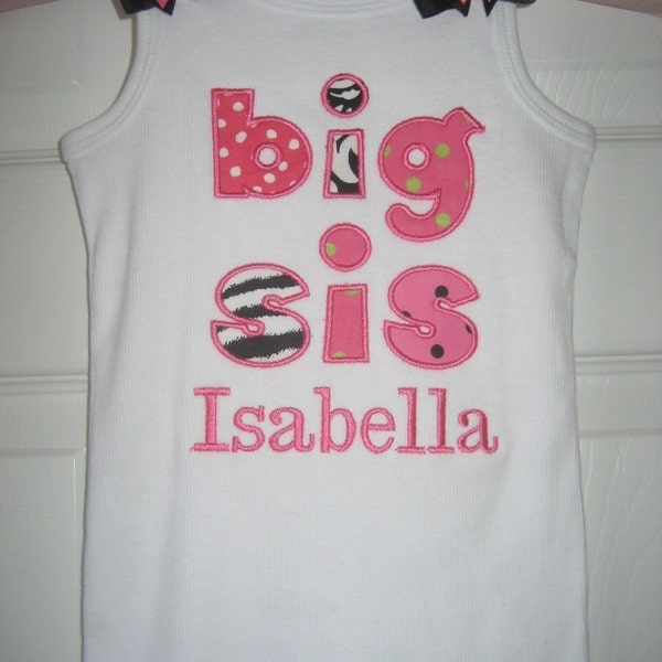 Boutique monogrammed big sis tank