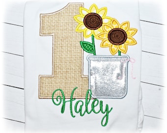 Sunflower Birthday outfit, Sunflower Birthday bodysuit, Sunflower cake smash outfit