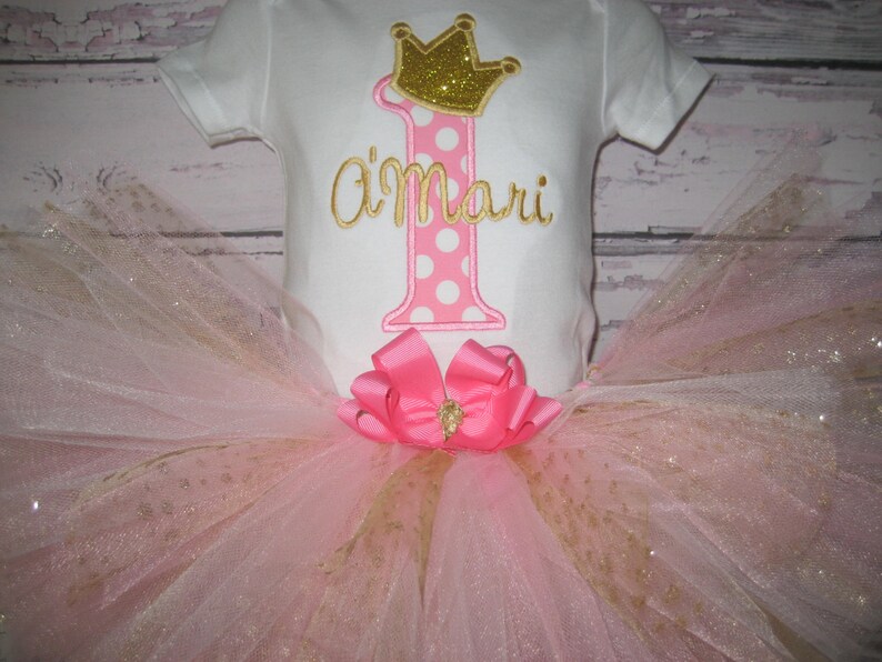 princess outfit pink and gold Princess Birthday tutu set cake smash Princess Party outfit First Birthday tutu set