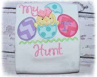 Baby Girl First Easter bodysuit, chick bodysuit, spring bodysuit, First Hunt, spring bodysuit, easter outfit, Easter egg hunt