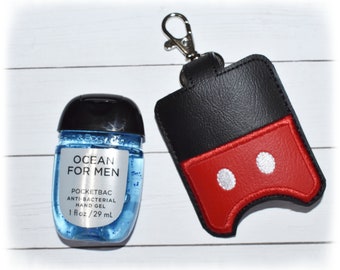 Red hand sanitizer holder, PocketBac holder, red, sanitizer key fob, snap tab