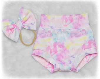 High waisted Baby girl Bummies, Tie dye Bummies, 3-6 months, Baby bloomers, diaper cover