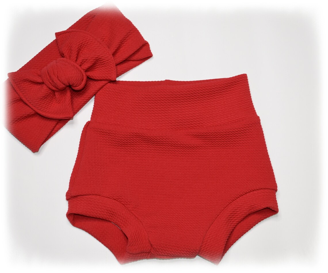 Red High Waisted Baby Girl Bummies Baby Bummies Baby Etsy