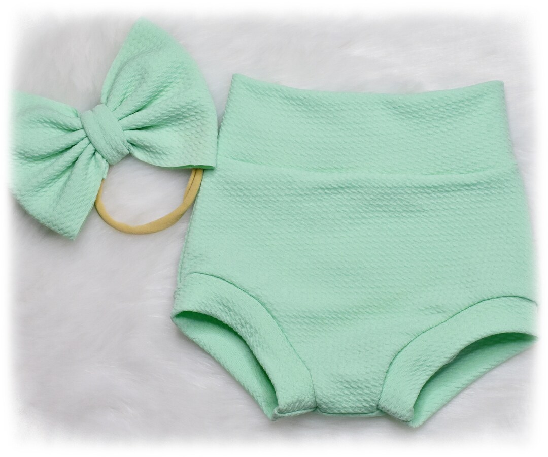 Mint Green High Waisted Baby Girl Bummies, Baby Bummies, Baby Bloomers