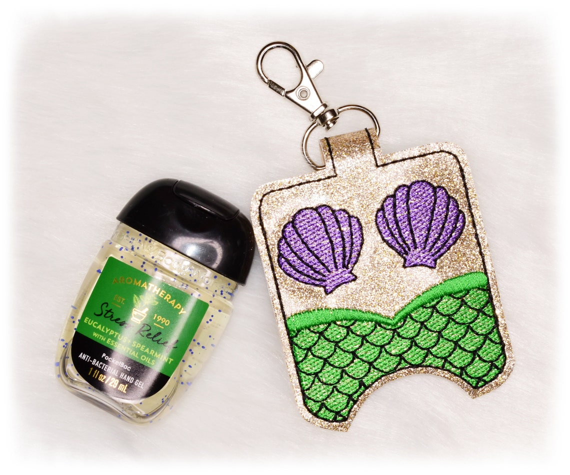 Mermaid Hand Sanitizer Holder Pocketbac Holder Sanitizer Key Etsy