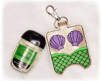 Mermaid Hand sanitizer holder, PocketBac holder, sanitizer key fob, snap tab