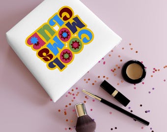 Cool Moms Club Kosmetiktasche aus Baumwolle, lustige Make-up-Tasche, Geschenk für Mütter, Reise-Kulturbeutel, stilvolles Accessoire für Mütter