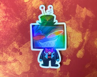 Vox holographic vinyl silly little guy sticker | Hazbin Hotel