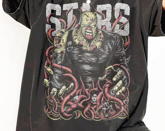 Koszulka Comfort Color 1717 Nemesis, bluza z kapturem Resident Evil Merch, bluza unisex w stylu retro casual