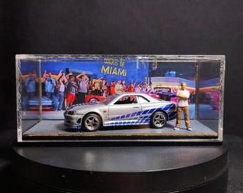 Diorama Briana Szybkich i Wściekłych w skali 1:64 z odlewu ciśnieniowego w etui z pleksi