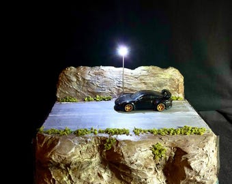 1:64 scale mountain road diorama