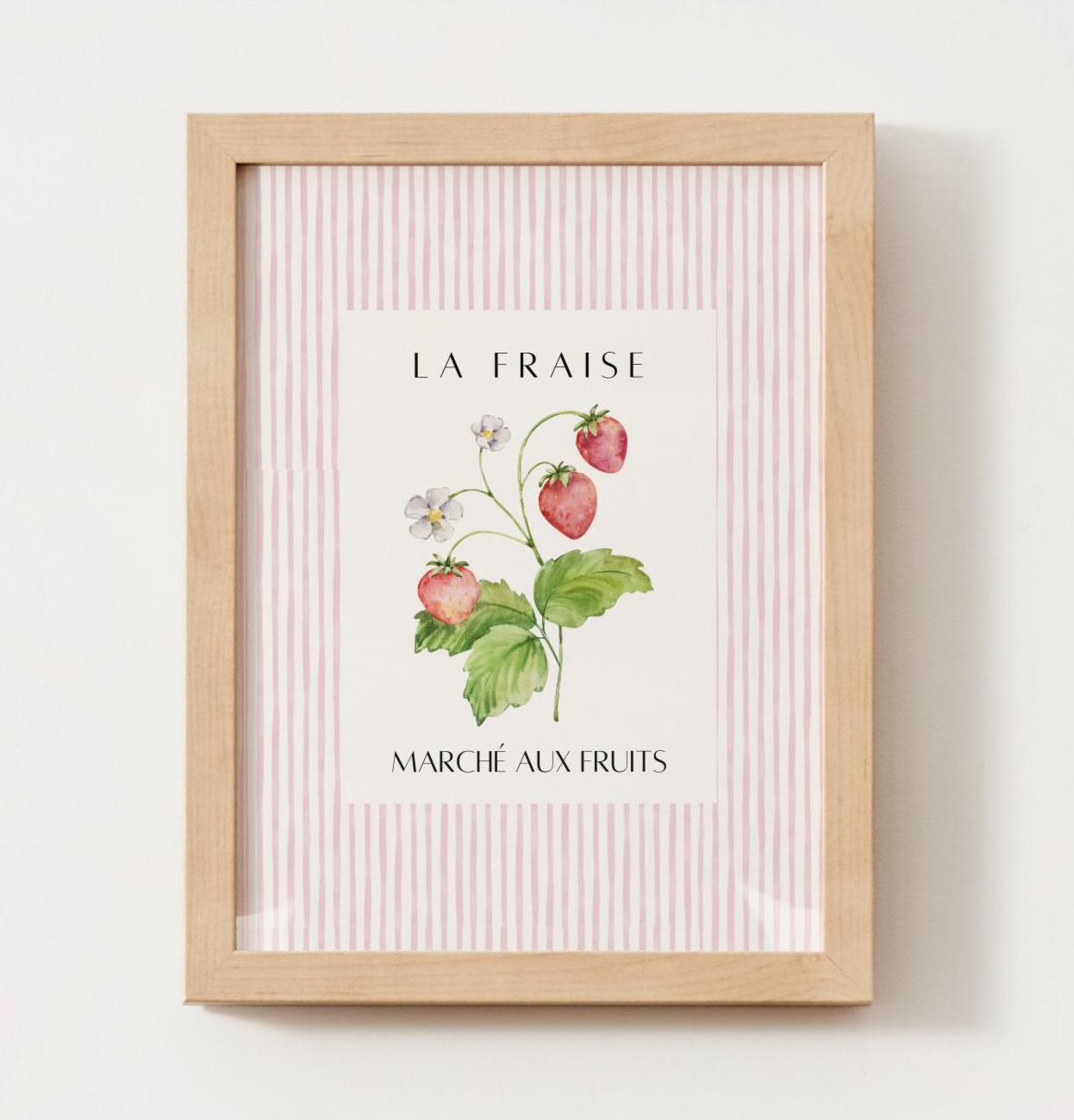 Strawberry Kitchen Poster – French Pink Striped Watercolor Print (Digital  Download), image size:1246x1299