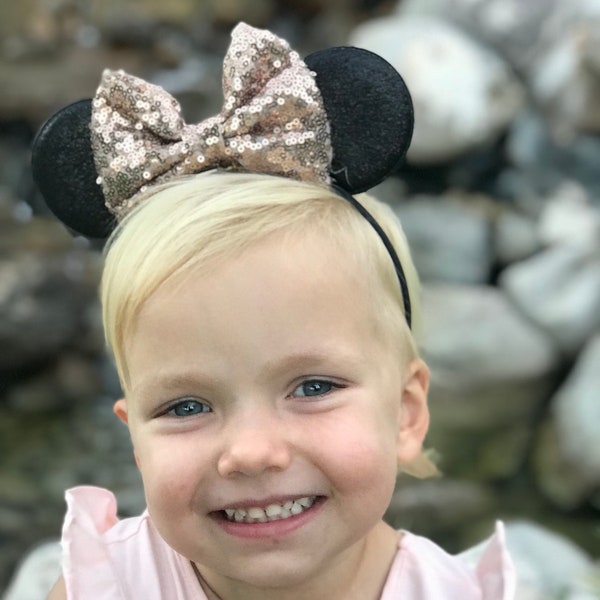 Paillettenmaus mit Bogen Ohren... Maus Heandband Minnie Mouse inspiriert Ohren