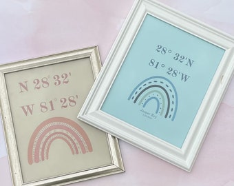 Custom Coordinates Baby Birth Announcement Print (Digital Download)
