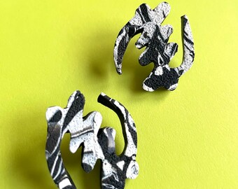 gye nyame, unique earrings studs, stud earrings, cool earrings, titanium earrings, ethnic earrings, stud earring gift, clay earring, polymer