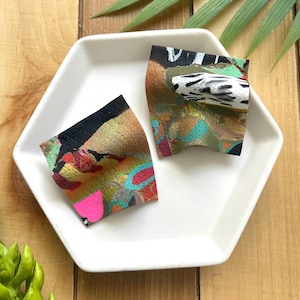 Oversized Safari Pattern Polymer Clay Statement Earrings: Bold Colorful Jewelry