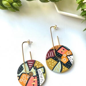 Big hoop Earrings Black patternedGeometric Circle Large tribal Statement Outfit Boho Chunky Oversized Modern hoop contemporary fun jewelry