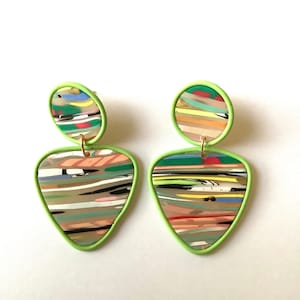 Unique earrings, one of a kind earrings, polymer, clay earrings, black owned, woman owned, eclectic jewelry, Summer jewelry, bold earrings