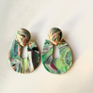 Unique earrings, one of a kind earrings, polymer, clay earrings, black owned, woman owned, eclectic jewelry, Summer jewelry, bold earrings