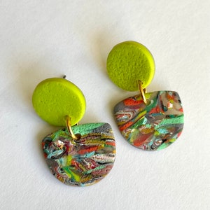 Unique earrings, one of a kind earrings, polymer, clay earrings, black owned, woman owned, eclectic jewelry, Summer jewelry, bold earrings