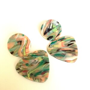 Unique earrings, one of a kind earrings, polymer, clay earrings, black owned, woman owned, eclectic jewelry, Summer jewelry, bold earrings