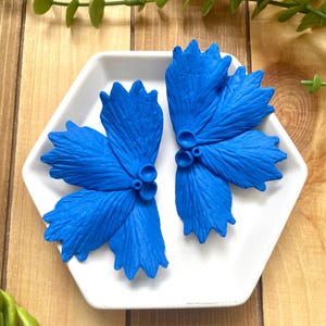 Blue flower earrings, lightweight clay earrings, artistic earrings, large clay earrings, large statement earrings, big lightweight, flowers