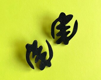 gye nyame, unique earrings studs, stud earrings, cool earrings, titanium earrings, ethnic earrings, stud earring gift, clay earring, polymer