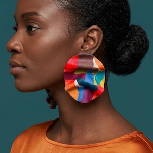 Colorful Polymer Clay Statement Earrings: Handmade Titanium Studs