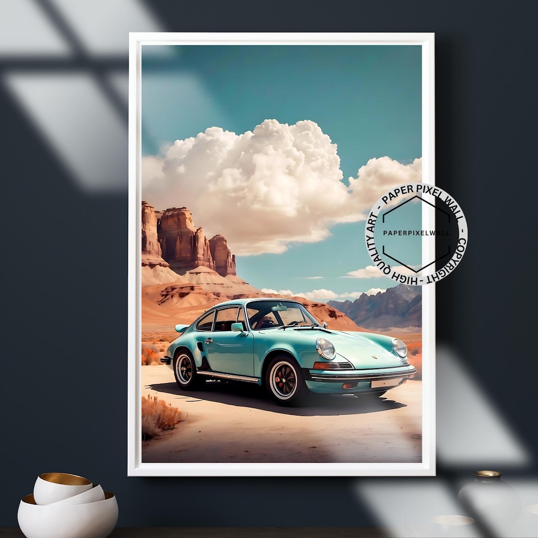 Affiche Porsche 911 Desert Drive - Plusieurs Formats (12x16 à 24x36) - Impression D'art