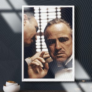 Classic 70s Mob Movie Scene Print, Mafia Film Wall Art, Iconic Film Noir Style Photo, Black and White Gangster Decor