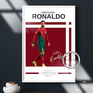 Cristiano Ronaldo Poster, Portugal Football Print, Soccer Wall Art, Sports Bedroom Posters, Soccer Gifts, Sports Poster, Football Poster