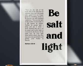 Matthew 5:13-16, Bible Verse Wall Art, Christian Art For Nursery, Christian Art Verse, Bible Verse To Print, Bible Verse Art Print