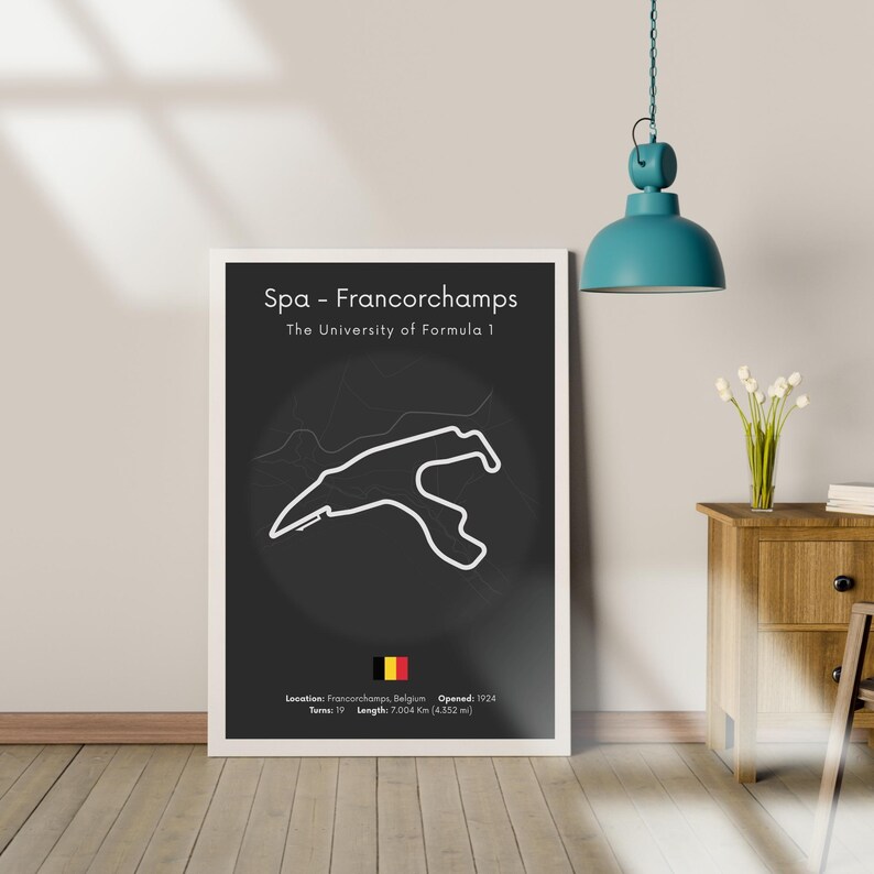 Spa Francorchamps Track Map Poster Minimalist Wall Art (digital ...