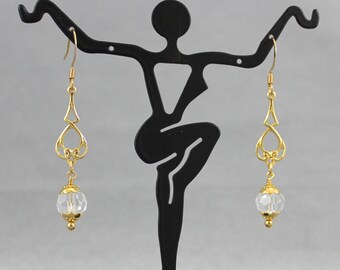 Pendientes de lágrima de oro y cristal