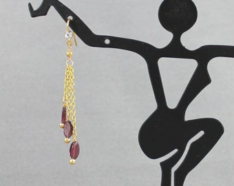 Delicados pendientes de granate y cadena - 3 colgantes