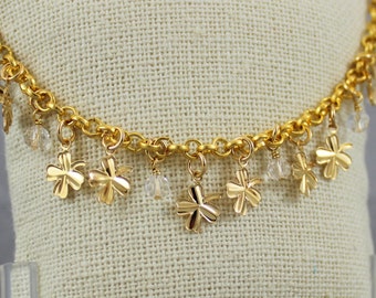 Lucky Clover & Crystal Bracelet