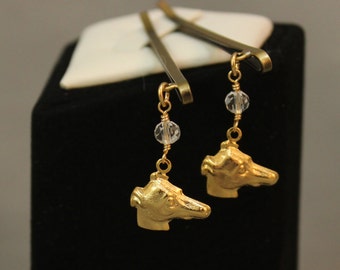 Greyhound & Crystal Bobby Pins (Pair)