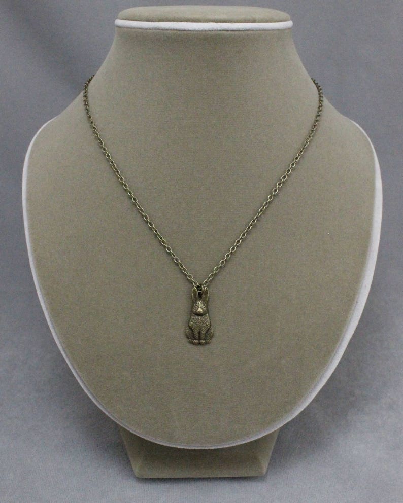 Antiqued Bronze Sitting Rabbit Necklace image 2