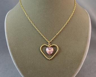 Wire-Wrap & Crystal Heart Necklace