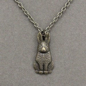 Antiqued Bronze Sitting Rabbit Necklace image 1