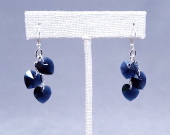 Pendientes de corazón azul índigo