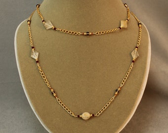 Fall Colors Golden Quartz Necklace and Earrings Set