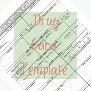 Drug / medication Card Template pdf | Fillable Editable pharmacology Template | Pharmaco notes  for Nursing pharmacy student | pdf to print