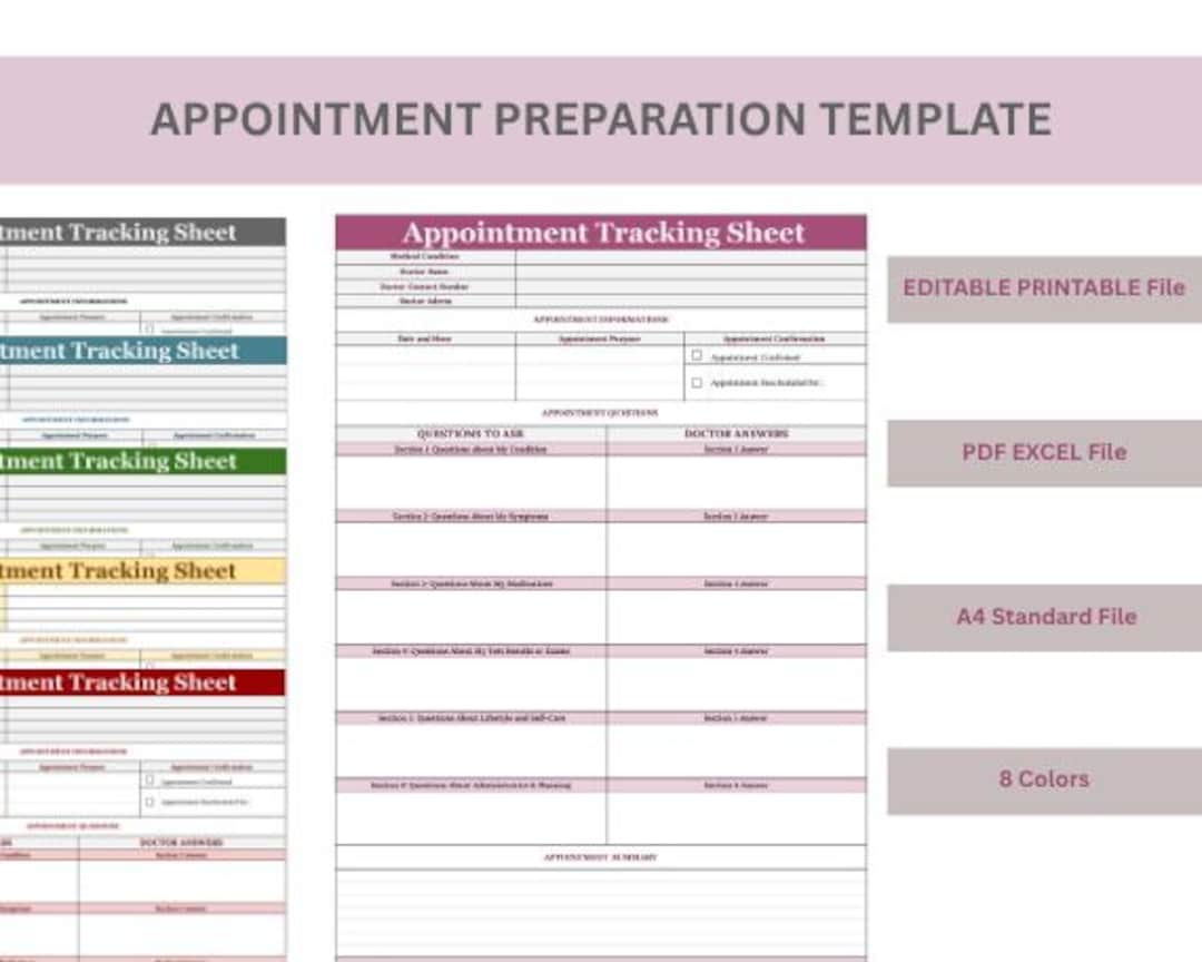 Pre Appointment Checklist.pdf Medical Appointment Preparation Template -doctor Visit Planner Excel ...