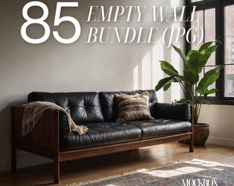 85 Blank Wall Mockup Bundle, White Bright Room Empty Wall Mock-up Set JPG, Modern, Decal Art Backdrop, Digital Download