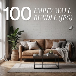 100 Blank Wall Mockup Bundle, White Bright Room Empty Wall Mock-up Set JPG, Modern, Decal Art Backdrop, Digital Download, Wallpaper canva
