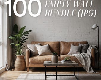 100 Blank Wall Mockup Bundle, White Bright Room Empty Wall Mock-up Set JPG, Modern, Decal Art Backdrop, Digital Download, Wallpaper canva