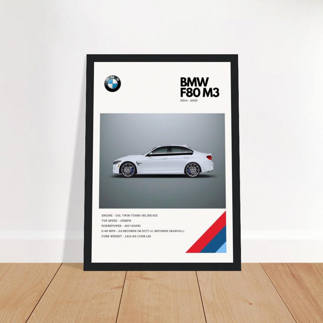 BMW F80 M3 Poster A4 Size in Black Wooden Frame - Etsy UK